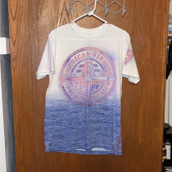 American Fighter White and Blue Ombre Tee - Picture 1 of 2